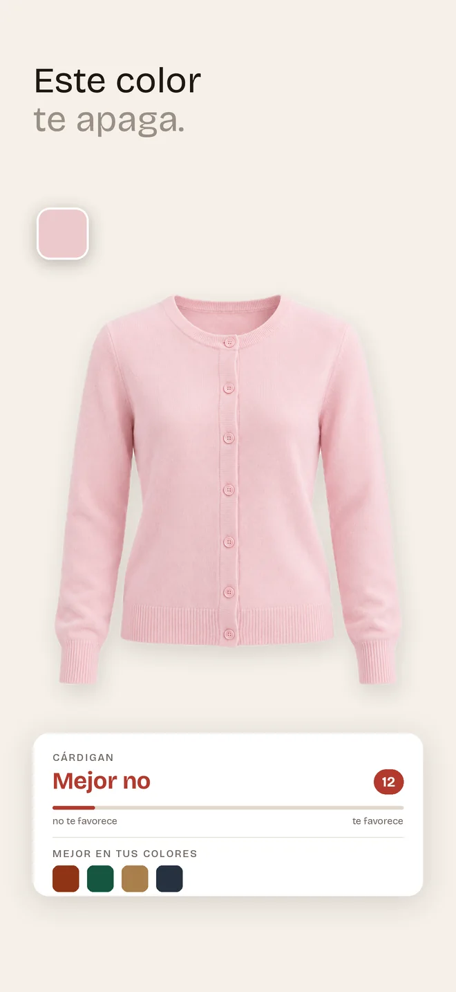 A pink cardigan that washes you out