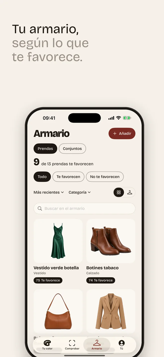 The wardrobe in the app